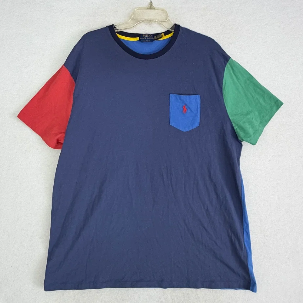 Polo Ralph Lauren Classic Fit Jersey Pocket T-Shirt Mens XXL Colorblock Preppy
